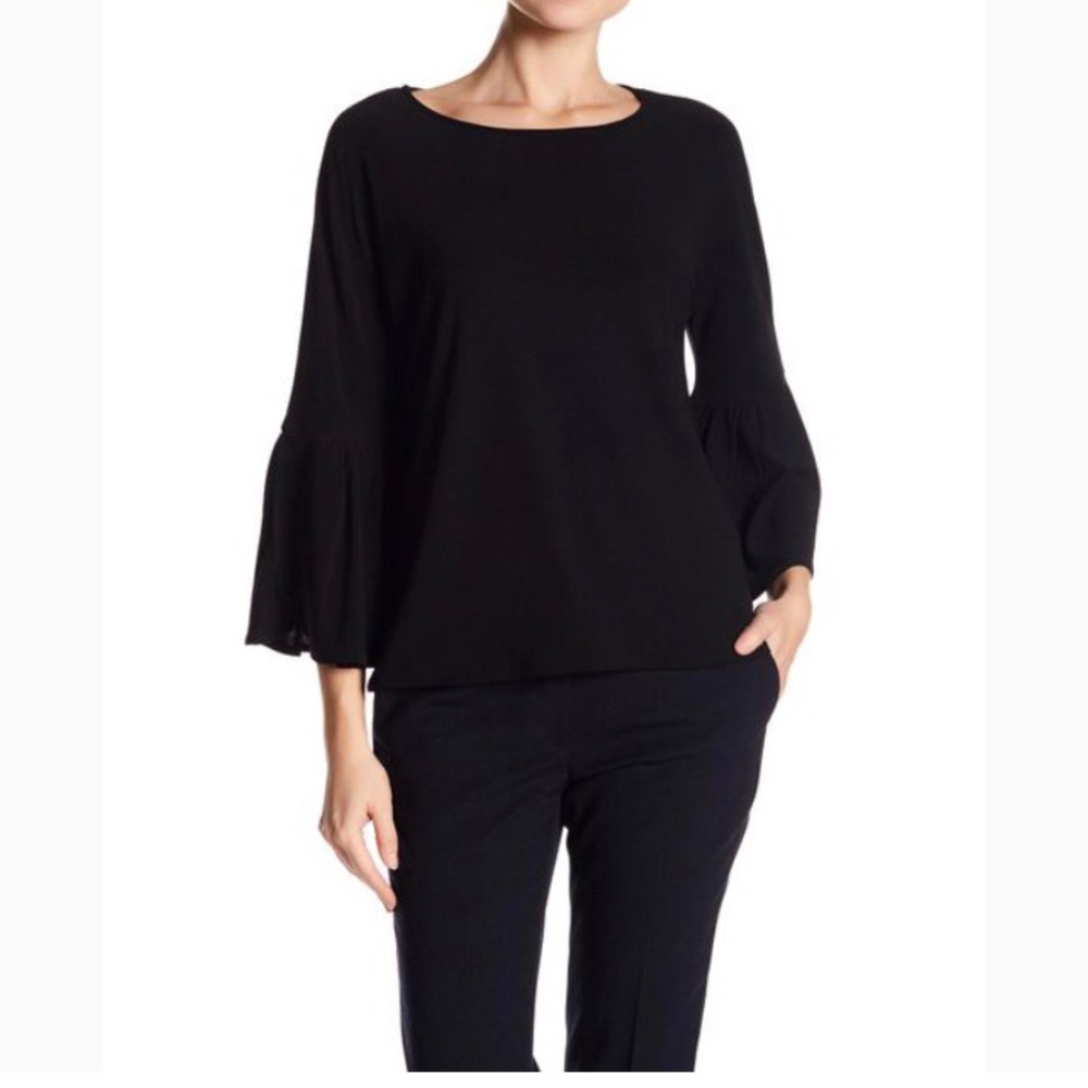 Vince Camuto Bell Sleeve Blouse Black Large NWT!